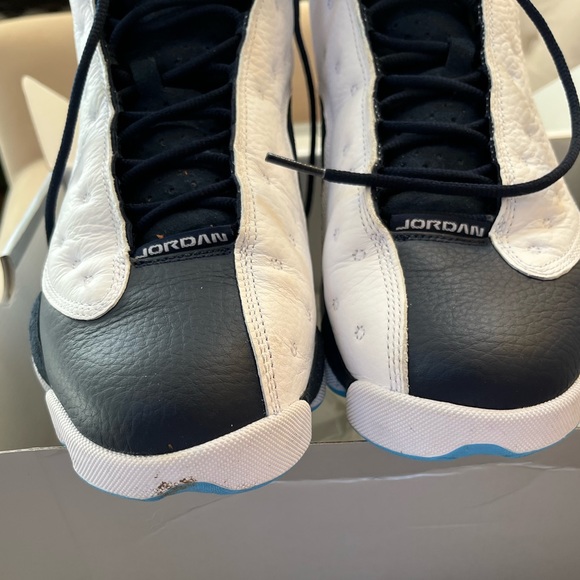 Men’s Air Jordan 13 Retro White French Blue Black Multi Basketball Shoes - Picture 5 of 15